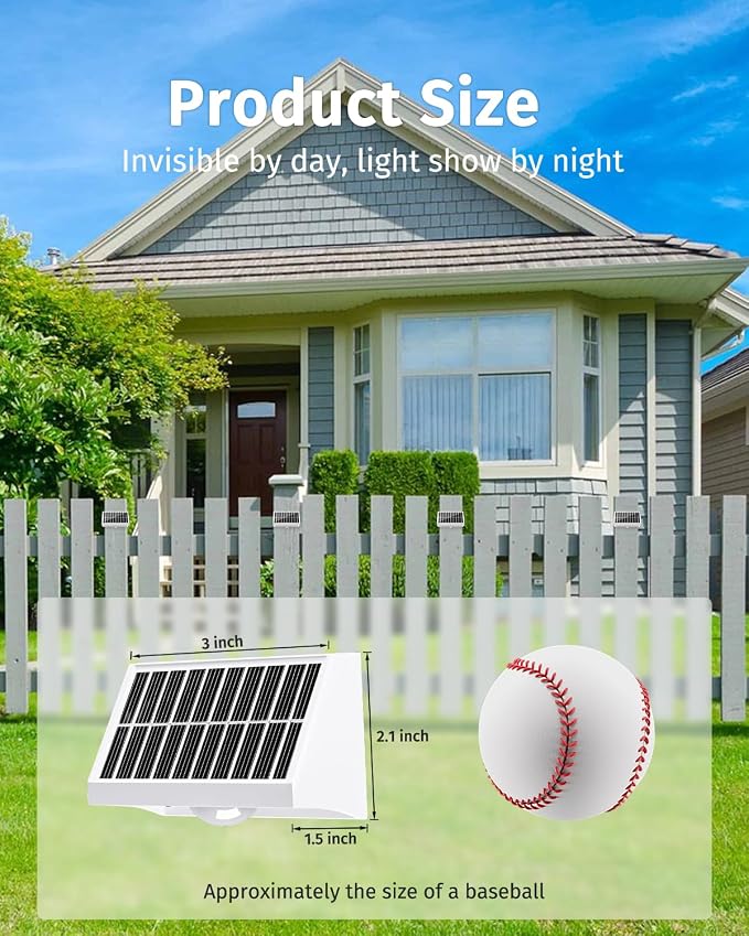 Solar Fence Lights Outdoor Waterproof High Brightness LED Spot Lens Deck Lights 7 Mode Warm & Cool White RGB Solar Powered Wall Lighting Decor for Outside Patio Step Backyard Railing - 2 Pack(White)