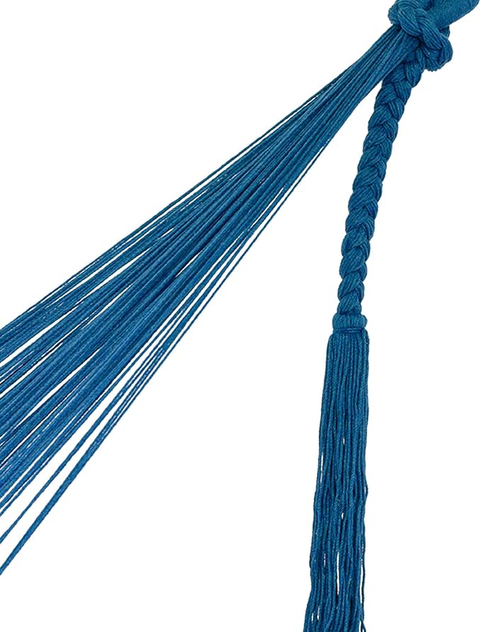 NOVICA Cotton Rope Hammock Turquoise from Mexico Double Blue Solid Bohemian Tropical Decor 'Caribbean Blue Cascade'(Double)