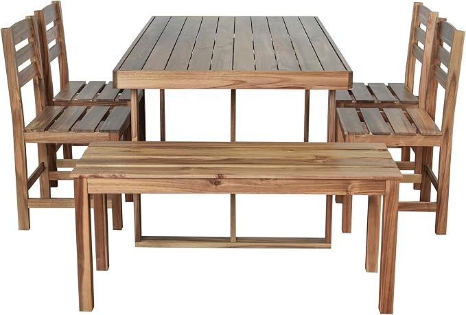 U_Style Acacia Wood Outdoor Table and Chair Set, Suitable for Patio, Balcony, Backyard(Old SKU:WY000432AAE), Natural Wood/Acacia Wood
