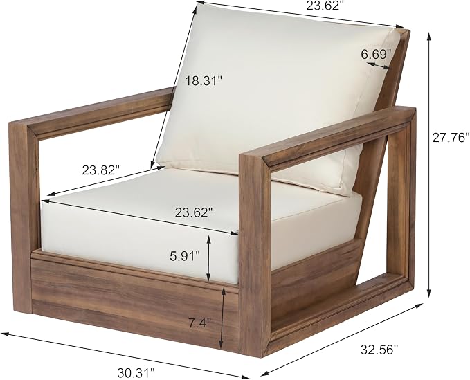 Christopher Knight Home 5-Piece Patio Furniture Set, Acacia Wood Outdoor Patio Sofa Set with 2 Swivel Rocking Chairs, 3-Seater Couch, Coffee Table & Side Table, Deep Seat Patio Conversation Set, Brown