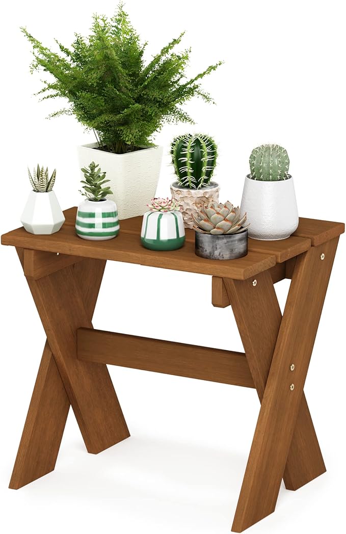 Furinno TIOMAN Patio Table, Outdoor Side Table, Flower Stand, Coffee Table, for Patio, Garden, Porch, Natural