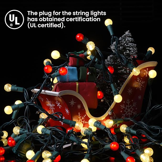 Globe String Lights, Fairy Lights Plug in 19FT Christmas Lights 70LED Pearlized Glass Bulbs Multicolor Outdoor Indoor String Lights UL Certified Christmas Lights for Bedroom Party Tree Decor
