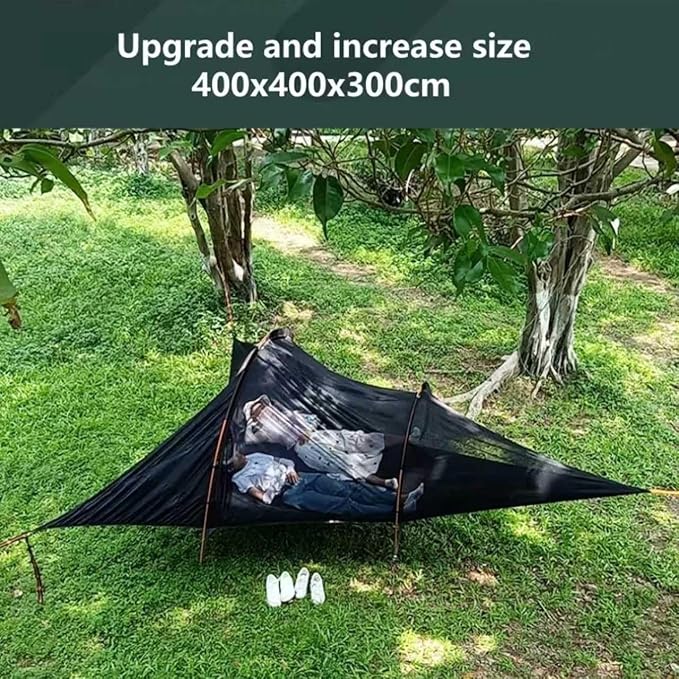 OVARIA Outdoor Camping Hammock Tent, Large Triangle Hammocks for 1-3 Persons-Portable Camping Mosquito Net for Outside, Hiking Travel(Camouflage)