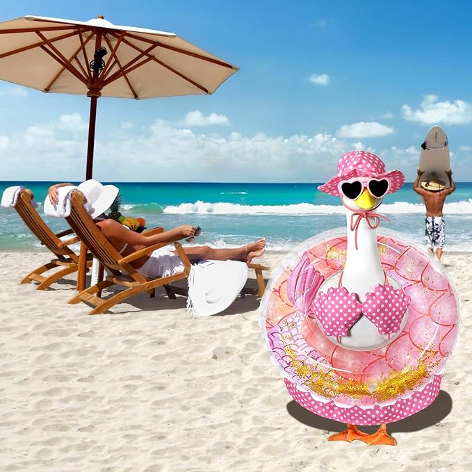 Hawaiian Porch Goose Outfits, 23 Inch Bikini Porch Goose Summer Outfit, Goose Clothes for Cement Goose Outdoor Garden Yard Decor