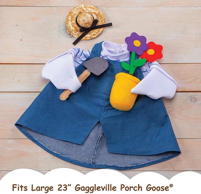 Gaggleville Gardener Goose Outfit, Fits Large 23" H Statue, by Fox | Valley Traders