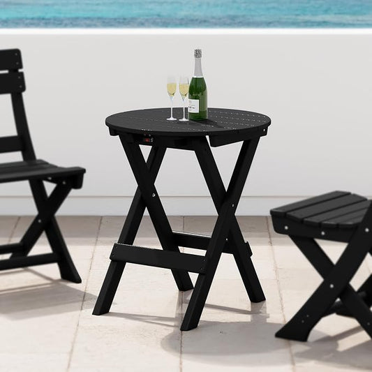 Costaelm Outdoor Bistro Table, Patio Round Portable Folding Bar Height Table Tall Balcony Pub Small High Top for Front Porch Deck, Backyard, Garden, Black