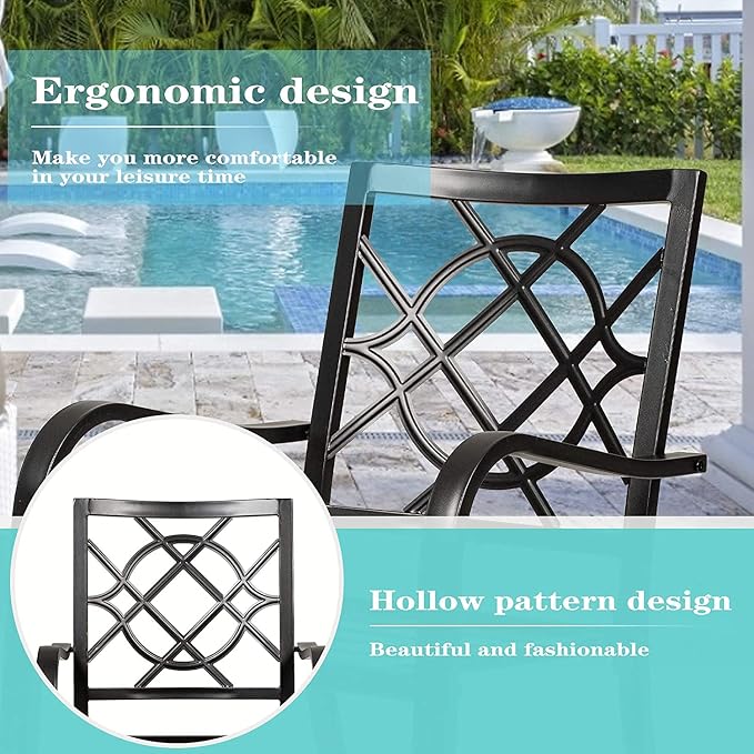 2 Pieces Outdoor Dining Chairs, Patio Bistro Wrought Iron Stackable Chairs with Armrest for Garden, Porch, Backyard, Black - Supports 250 lbs