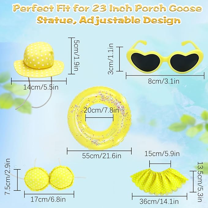 Porch Goose Summer Outfit,Hsummer Porch Goose Outfit,Porch Goose Bikini,Summer Garden Lawn Patio Yard Outdoor Decor (Yellow)