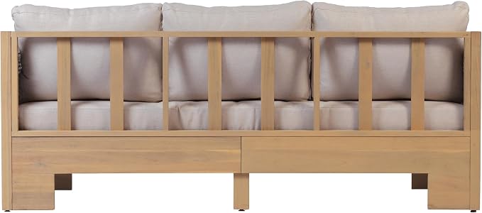 Christopher Knight Home Mason 5 Piece Patio Furniture Set with 3-Seater Sofas, Club Chairs and Coffee Table, Outdoor Acacia Wood Conversation Set, Patio Sofa Set for 8, Light Teak+Light Brown+Beige