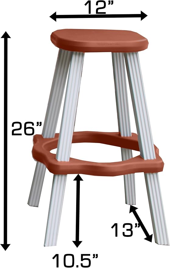 Patio Table Set with Four Barstools - Warm Grey Base with Redwood Accents - Perfect for Patio and Outdoor Spaces. Hardware Free Easy Assembly. Proudly Made in USA
