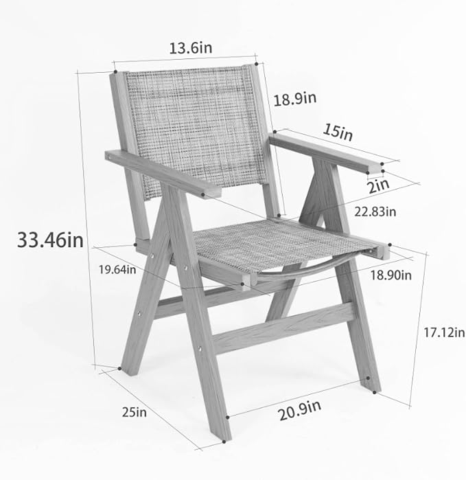 Patio Outdoor Chair, Dining Chair, Durable HIPS Material, Ergonomic Design, Mesh Chair for Patio, Gardens, Pool, Camping ect.(Light Gray)