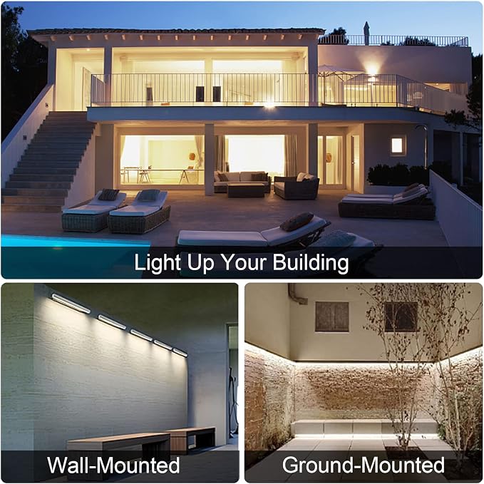 4FT LED Wall Washer Light 72W(2 Pack) - 4000K Neutral White IP67 Waterproof Outdoor Light Bar,Anti-Moisture Architectural Uplighting for Exterior House,Garden,Courtyards & Event Stage-120V Plug & Play