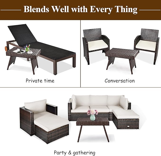 Outdoor Side Table for Patio, Folding PE Rattan End Table with Metal Frame, Portable Wicker Coffee Table for Garden Porch Balcony Deck Poolside (Brown)