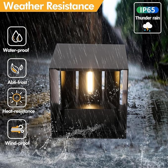 20W 3CCT Adjustable Up and Down LED Wall Sconce 4 Pack | Black IP65 waterproof ETL certified 1300LM Exterior/Interior Lighting Fixtures for porches & patios