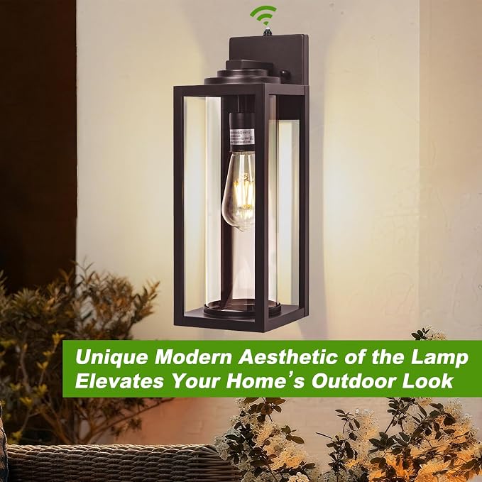 FILIYANO Large Dusk to Dawn Outdoor Wall Lights, Oil Rubbed Bronze, 2 Pack | 20 Inch, Anti-Rust, Waterproof, Brown Exterior Fixtures with Photocell, Modern Farmhouse Sconce for Garage, Porch, Front Door