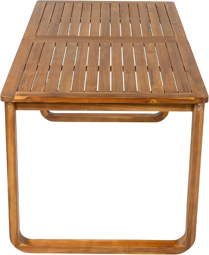 VilroCaz 7 Pieces Outdoor Patio Dining Set, 67'' Rectangle Acacia Wood Table and 6 Armchair, All-Weather Dining Set with Removable Cushions for Garden Backyard Lawn (Beige-2.13)