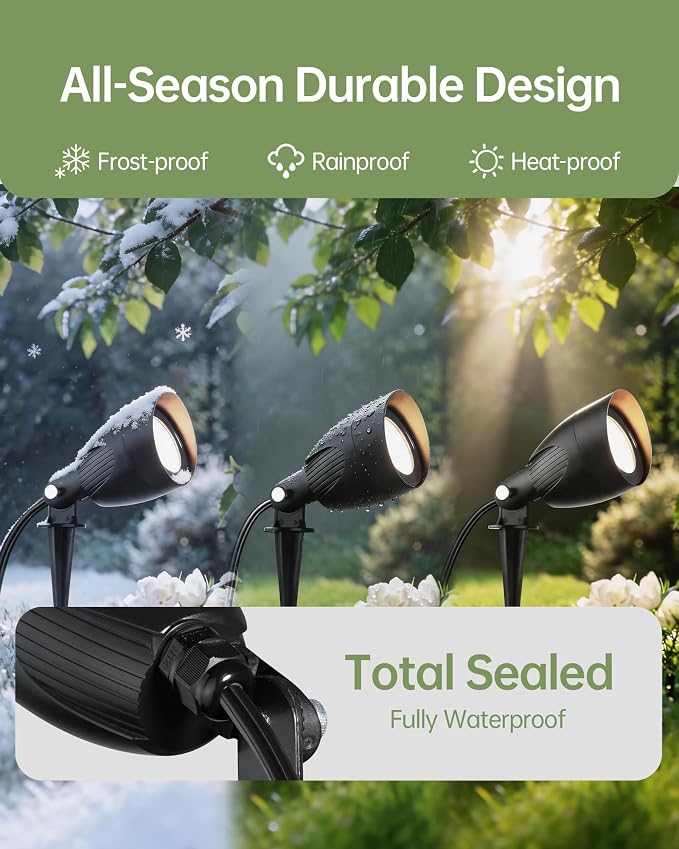 LITFIT Low Voltage Landscape Spotlights,12v Waterproof Outdoor Light,2Pack | Wired Flag Light with Connectors,5.5W 500LM Warm White 2700K LED Landscape Spotlights,Accent Lighting for Yard Tree Garden