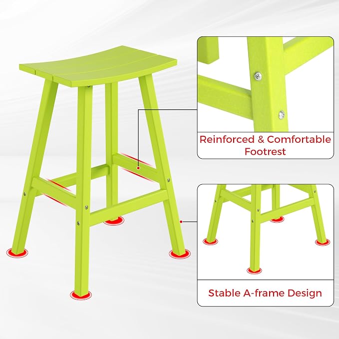 Costaelm Outdoor Bar Table, 42" Counter Height Round Patio Cocktail Bar Table, Patio Bar Table 3-Pieces Set Bistro Dining Table Pub Table for Deck, Backyard, Garden, Lime