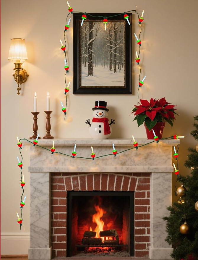 Christmas Multicolor Bubble Lights Set, 15.5Ft Vintage Bubble String Lights with 16 Multicolor Bubble Lights (1 Spare), Christmas Decorations for Christmas Tree Holiday Patio Home Decor, C7/E12 Base