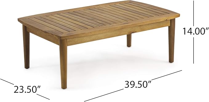 Christopher Knight Home Felix Outdoor Acacia Wood Loveseat Set with Coffee Table, Teak Finish, Beige