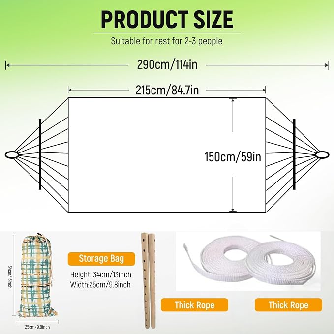 Portable Hammock,Bohemian Hammock,Rope Hammock,Suitable,Yard, Beach, Backyard,Garden (Khaki, 79 * 59)