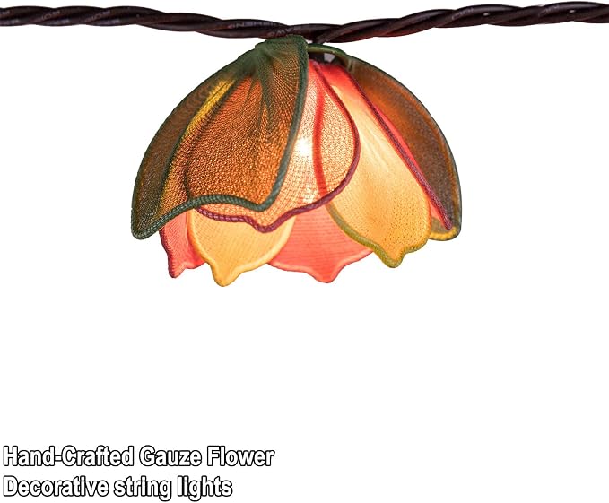 Decorative String Lights Plug in with 10 Bulbs, Flower Garland Fairy Lights Connectable Weatherproof Outdoor Indoor for Wedding Garden Pergola Bedroom Porch Floral Home Decor (Multicolor)
