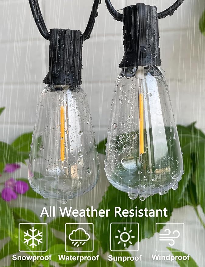 Outdoor String Lights Waterproof 400FT with 212 Patio Lighting for Porch | Connectable Outside Lights with Dimmable Shatterproof LED Edison Bulbs for Backyard Bistro Gazebo Garden Balcony Cafe Party