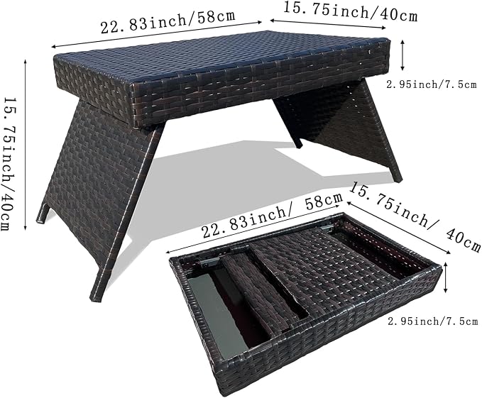 Outdoor PE Wicker Patio Coffee Table, Classic Hand-Woven Rattan Side Table Waterproof for Garden Porch Backyard, 23" D x 16" W x 16" H Mixed Brown