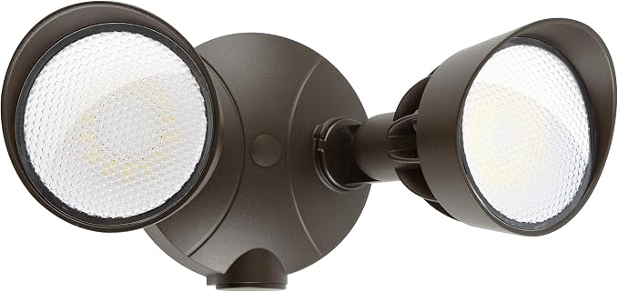 45W 5500LM Outdoor Flood Lights, Dual Head Wall Switch Controlled LED Exterior Flood Light, 5000K Daylight, IP65 Waterproof Hardwired Security Light for Outside Garage Yard (Brown)