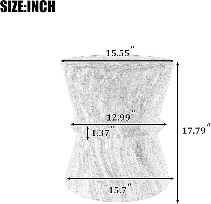 Merax Hourglass Shape Outdoor Side Table, Concrete Contemporary Lightweight Accent Table with Simulated Stone Texture, Outdoor Accent End Table for Livingroom, Garden, Amber+Brown