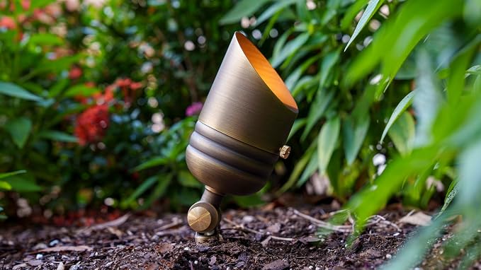 VOLT Fat Boy 12V Brass Outdoor Mini Spotlight (Bronze) | Lamp Ready, Low Voltage, Ideal for Landscape Lighting of Yard Lawn Garden Patio Trees & House