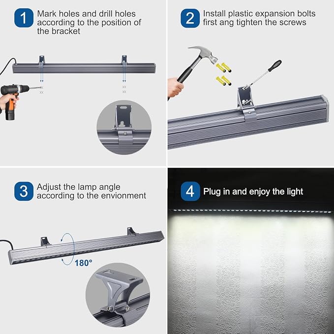 36W Wall Washer Lights, 6000K Daylight White Linear Flood Light, 3.2ft/40 120V LED Light Bar, IP65 Waterproof Outdoor Lights for Landscape, Church, Ads, Yard, Garden（Gray or Black）