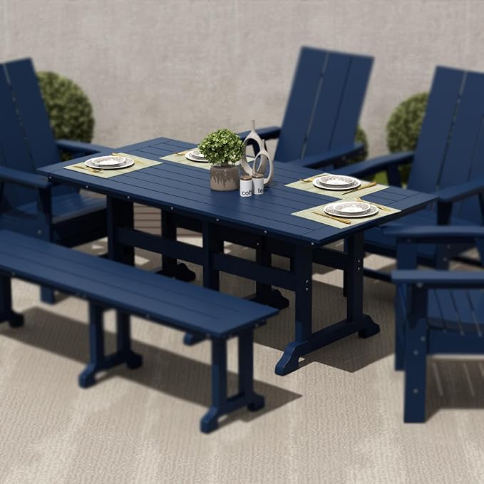 WestinTrends Malibu 71" Outdoor Patio Dining Table, Navy Blue