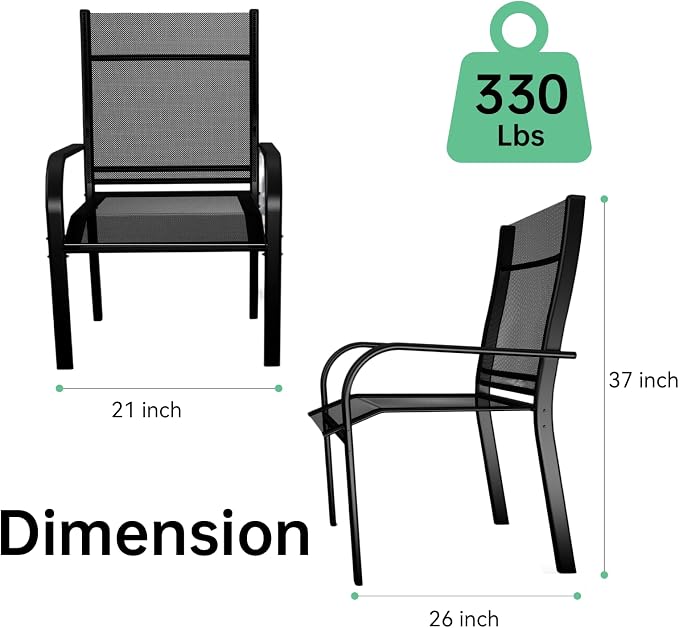 Trevero 7 Pieces Outdoor Dining Table 63"x36", Rectangle Patio Dining Table and Chairs with Stable Metal Frame for Garden, Backyard and Porch, Umbrella Hole Design, Suitable for 6 People