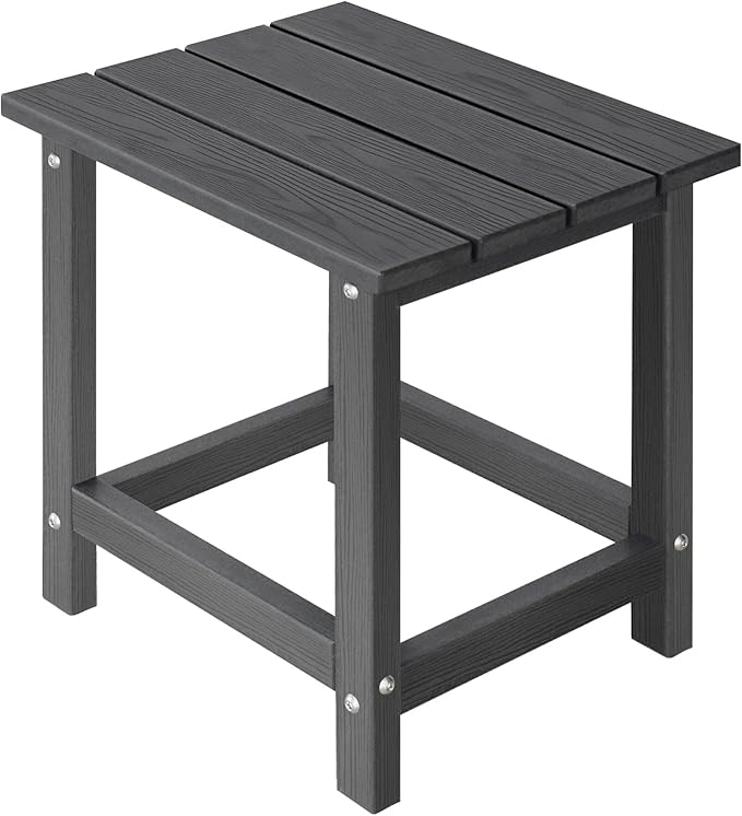 LZRS HDPE Adirondack Side Table - Small Outdoor Table for Patio, Deck, Garden & Poolside,Eco-Friendly,Sturdy and Easy Assemble, Grey