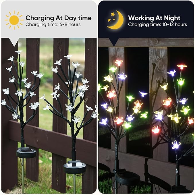6 Pack Solar Lights Outdoor Waterproof, Garden Lights Solar Flowers | 2 Modes 120LED, Fairy Garden Decor for Outside, Yard, Patio, Pathway, Lawn Decorations, Gardening Gifts for Women Mom