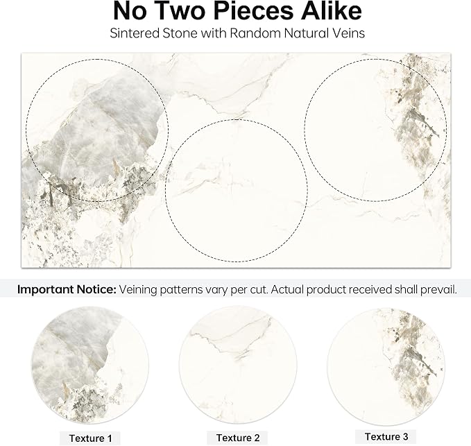 Rectangle Table Top,35.4 ” x 23.6 ” Ivory White Sintered Stone Tabletop, DIY Replacement & Cover Marble Desktop, Scratch & Wear Resistant, Easy to Clean, Suitable for Indoor & Outdoor
