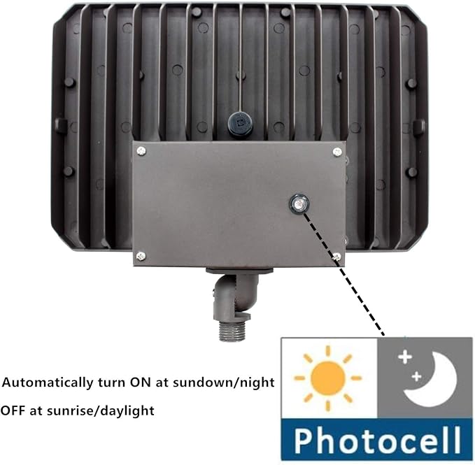 Dusk to Dawn 150W Outdoor LED Flood Light with 1/2" Knuckle Mount (Plate Included), 5000K 21000LM 100-277V, ETL Waterproof LED Security Flood Lighting for Sign/Flagpole/Tree/Yards/Advertising Boards