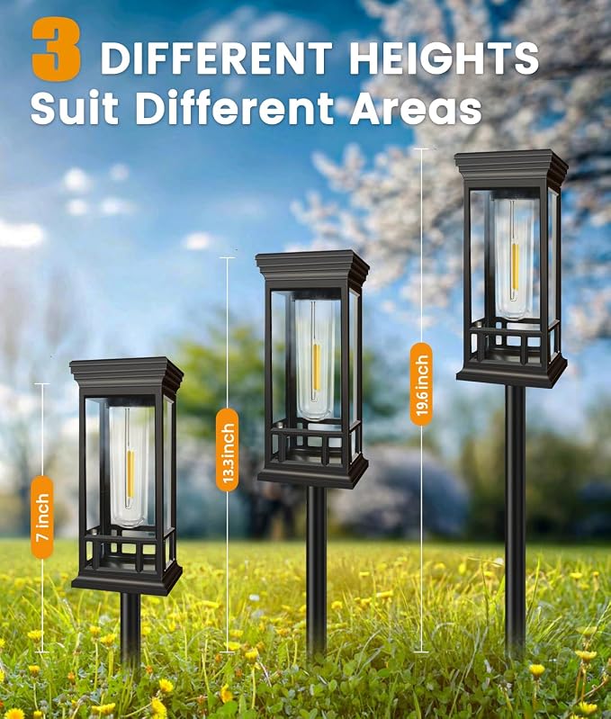 2 Pack Bright Solar Garden Lights, Solar Pathway Lights Outdoor Waterproof | Auto On/Off, Solar Lights Outdoor for Yard, Sun-Powered Landscape Lights for Path Walkway Lawn Driveway Patio Decor
