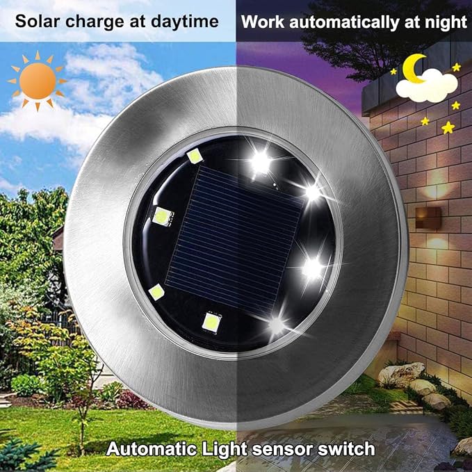 4.6 Inch Diameter Solar Ground Lights, Waterproof Solar Garden Lights, Outdoor Garden Waterproof Bright in-Ground Light, Landscape Lighting for Pathway,Yard,Lawn,Patio,Walkway (16 Pack White Light)