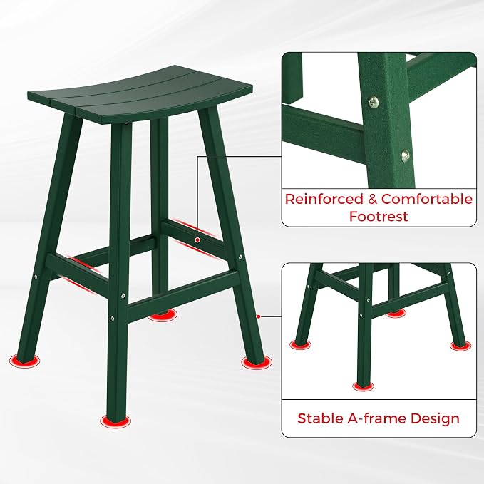 Costaelm Outdoor Bar Table, 42" Counter Height Round Patio Cocktail Bar Table, Patio Bar Table 3-Pieces Set Bistro Dining Table Pub Table for Deck, Backyard, Garden, Dark Green
