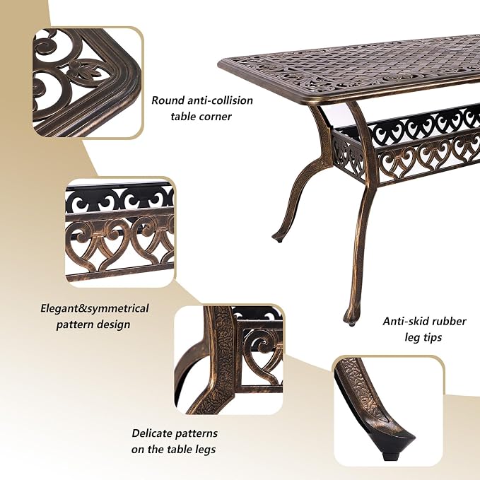 Grepatio 7 Piece Patio Dining Set Outdoor Dining Set Cast Aluminum Furniture Set with 6 Dining Swivel Chairs with 6 Cushions and Dining Table for Backyard Garden Deck Poolside (Red)