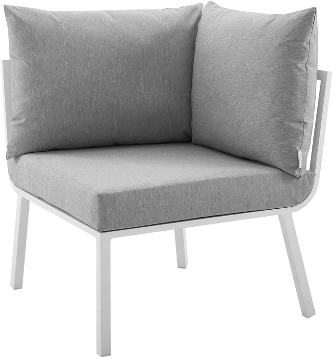 Modway EEI-3793-WHI-GRY Riverside 5 Piece Outdoor Patio Aluminum Set, White Gray