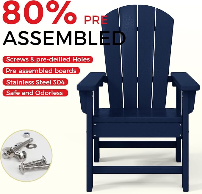 Costaelm Paradise Kids 5-Piece HDPE Outdoor Patio Round Dining Table and Chairs Set, Navy Blue