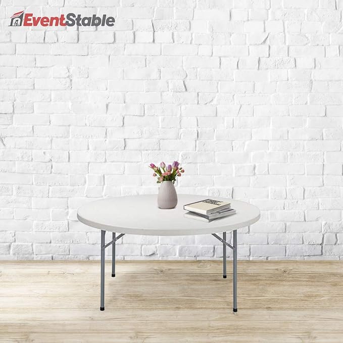 EventStable TitanPRO Plastic Folding Table - Sturdy Outdoor Folding Table - Lightweight Fold Up Table for Weddings Cocktail Parties patios - 72'' Round - 5 Pack