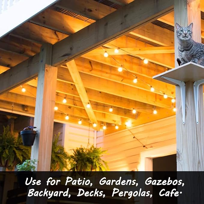 50FT G40 Globe String Lights with 26 Dimmable Plastic Bulbs, 2700K Waterproof Outdoor LED Lights for Patio, Porch, Cafe, Backyard, E12 Screw Base