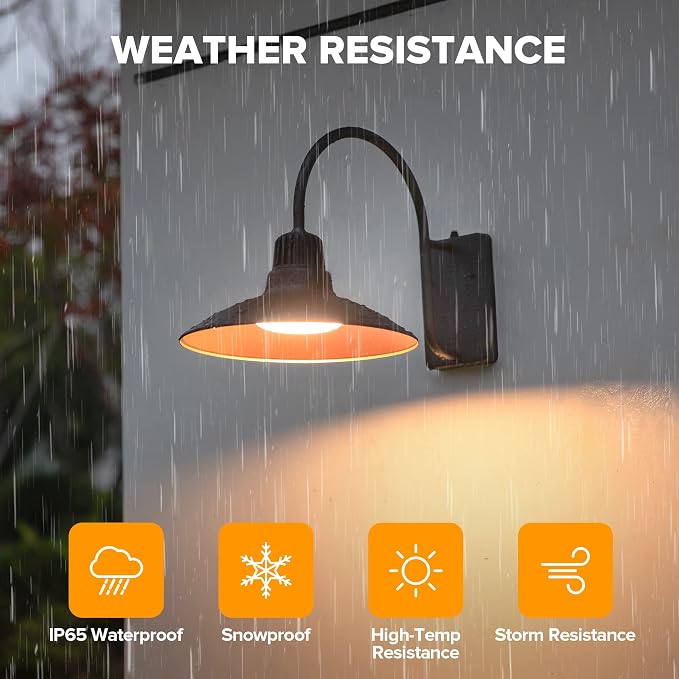 LUTEC Dusk to Dawn Wall Sconces Outdoor Gooseneck LED Barn Light Exterior Porch Wall Lighting Fixture, Anti-Rust Waterproof Vintage Wall Mount for House, Patio, Farmhouse, Garage