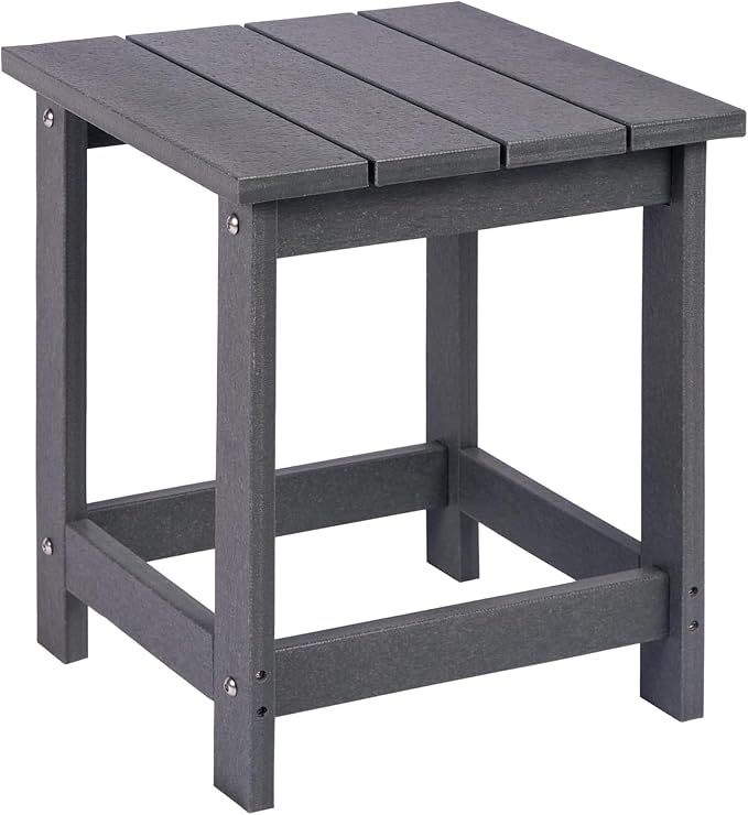 LZRS Adirondack Outdoor Side Table – Durable Weather-Resistant HDPE Patio End Table for Porch, Deck, Pool, Garden,Sturdy and Easy Assembly, Grey