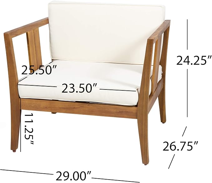 Christopher Knight Home Beatrice Outdoor 4 Seater Acacia Wood Chat Set, Teak and Beige