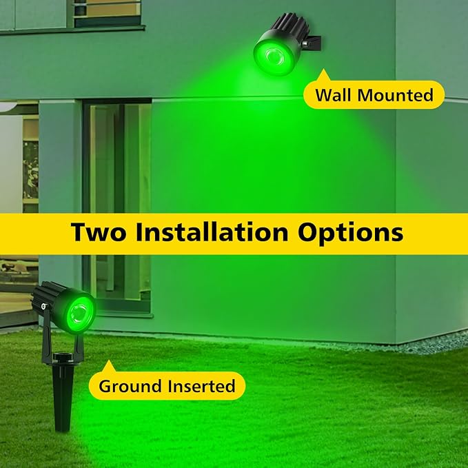 T-SUN Green Solar Spotlights Outdoor, 2-in-1 Waterproof Solar Landscape Spotlights, Dusk to Dawn Solar Lights for Trees, Garden, Yard, Driveway, Pool Area(Green)
